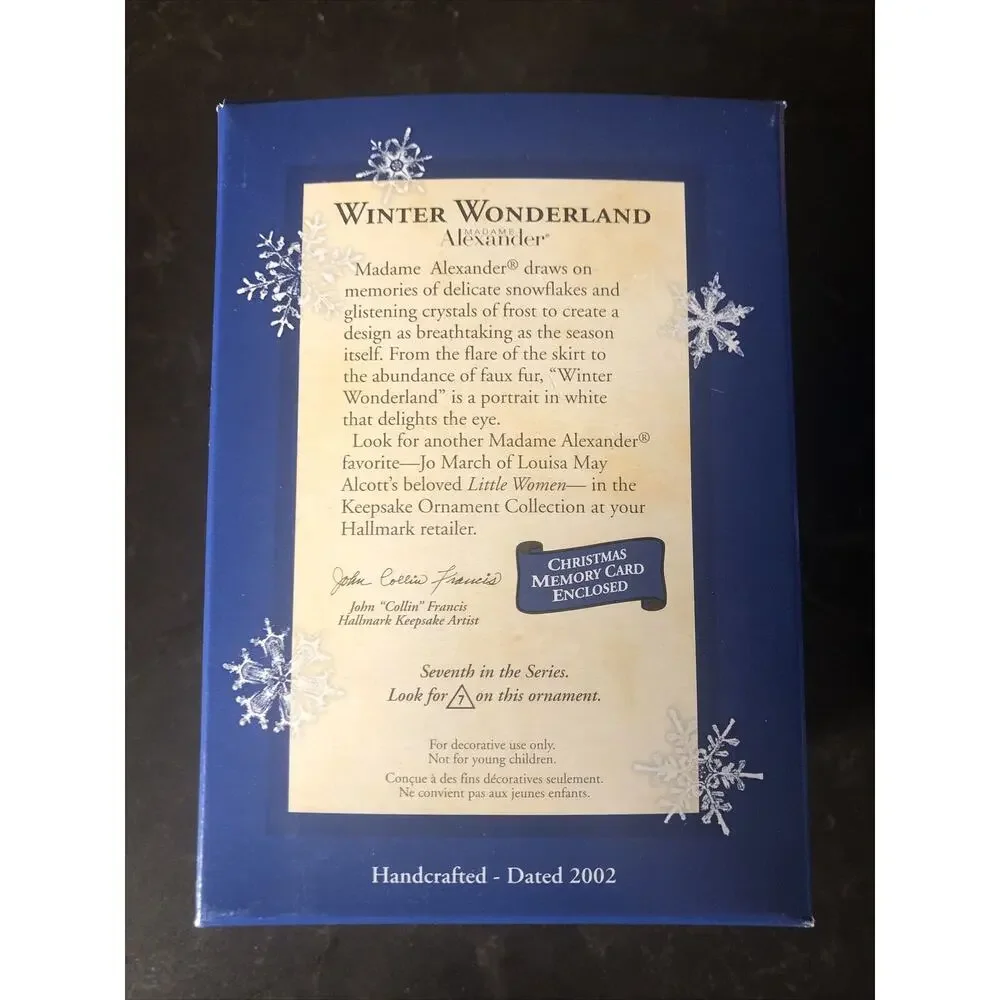 2002 Hallmark Ornament Madame Alexander Series #7‎ Winter Wonderland